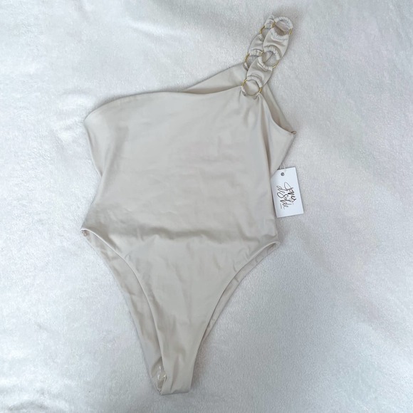 JOUES DE SABLE Sheida One Shoulder Ivory One Piece Swimsuit - Picture 5 of 6
